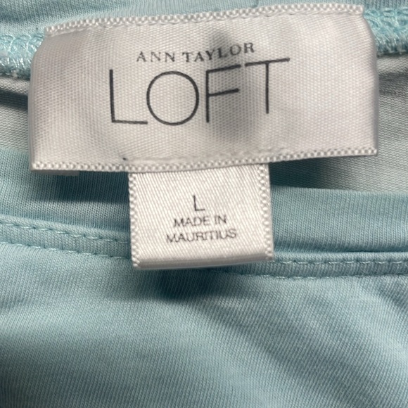 Vintage loft long sleeve top lace up side layered green white cotton stretch L - Picture 8 of 10